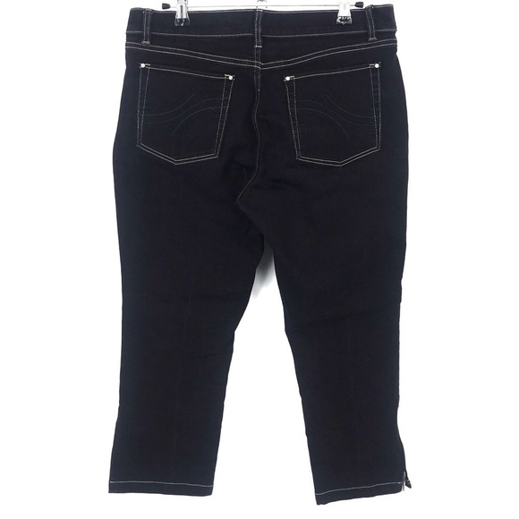 WHBM Noir Black Ankle Zip Capri Jeans - Picture 3 of 6